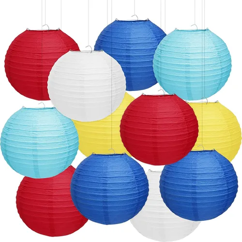 Miniatura 11 de 12 linternas de papel azules, faroles de papel de 10 pulgadas, decoraciones de fiesta azules para bodas, verano, cumpleaños, hogar, temática