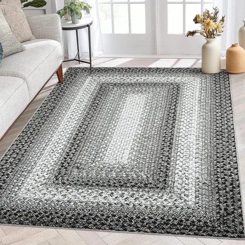Miniatura 12 de ROYHOME Tapete pequeño para puerta de 2 x 3 pies, alfombra de área lavable, alfombras de área con estampado trenzado bohemio, alfombra de área