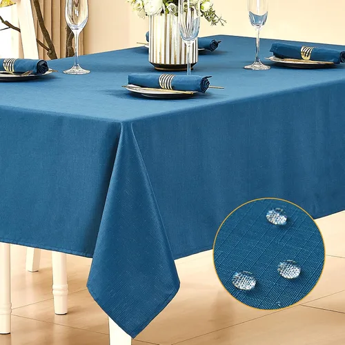 Miniatura 12 de Mantel rectangular de lino texturizado impermeable y sin arrugas, mantel de granja resistente a las manchas, mantel decorativo de tela para mesa