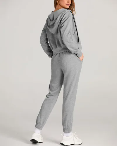Miniatura 5 de Amkoyam Conjunto de dos piezas para mujer, de manga larga, con cremallera, sudadera con capucha y pantalones largos