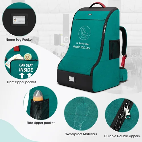 Miniatura 6 de RAINSMORE Bolsa de viaje acolchada para asiento de coche para avión, mochila de asiento de coche resistente para viajes aéreos, bolsas de funda