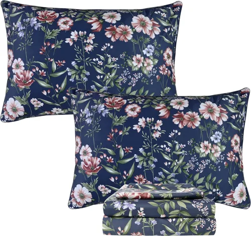 Miniatura 68 de FADFAY Juego de sábanas de rosas blancas, ropa de cama vintage floral de rosas, ropa de cama estilo rústico, 100% algodón egipcio percal, 800 hilos