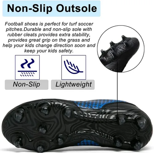 Miniatura 4 de LIZRHA Zapatos de fútbol para niños y niñas, tacos de fútbol para niños y niñas, zapatos de fútbol atléticos para exteriores, zapatos de fútbol