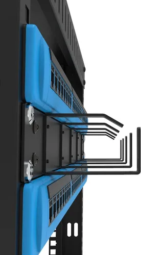 Miniatura 5 de Gestor de cables horizontal de metal de 19 pulgadas para montaje en rack con 5 anillos en D (1UCM5R440, negro)