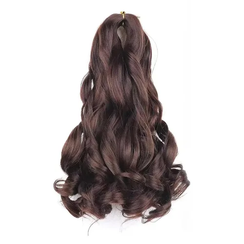 Miniatura 46 de Cabello rizado francés trenzado de 10 pulgadas, color 4, cabello rizado preestirado, 8 paquetes de trenzas de ganchillo de rizo francés para trenzas