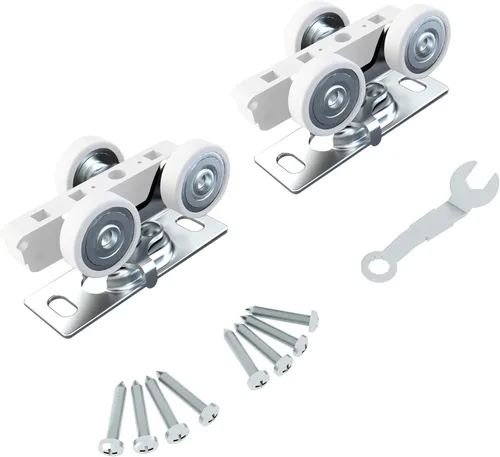 Miniatura 12 de JUBEST Juego de herrajes y rieles para puerta de bolsillo de grado comercial de 7 pies, herrajes para puertas correderas de 80.7 pulgadas, duraderos
