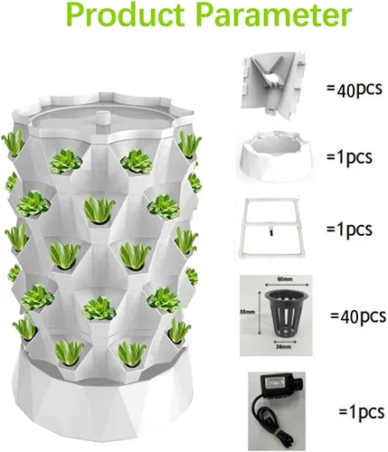 Miniatura 2 de Sistema de cultivo hidropónico de 40 macetas para acuaponía, torre de jardín, kit de cultivo aeropónico para interiores y exteriores, hierbas