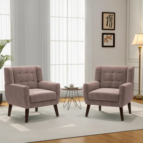Miniatura 29 de Silla decorativa, sillas de tela moderna de mediados de siglo con brazos para sala de estar, cómodo sillón tapizado para dormitorio, sala de espera