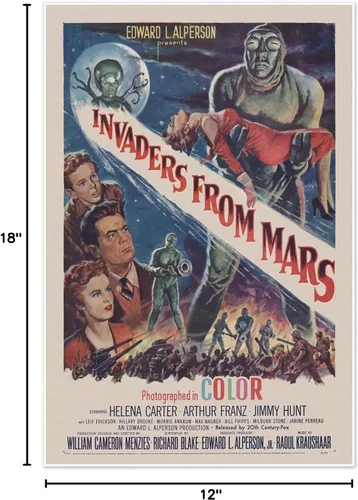 Miniatura 10 de Conjunto de cinco anuncios de películas de ciencia ficción c. 1950 Póster impreso de arte vintage Planeta prohibido, OVNI invasores de Marte