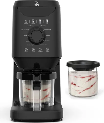 Rellytech Máquina casera para hacer helados, 12 en 1 con recipientes y tapas de 2 pintas, máquina para hacer gelato, sorbete y yogur congelado,