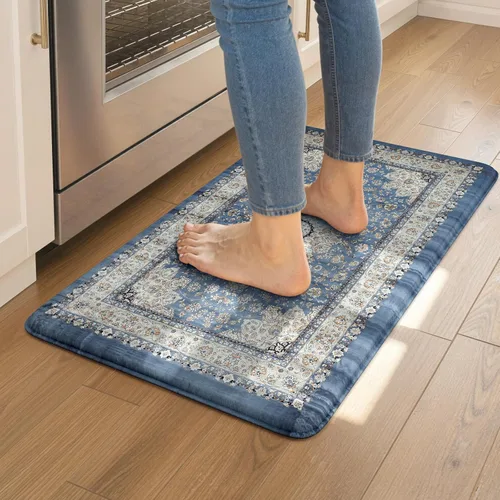 Miniatura 32 de Collive Alfombras y Tapetes Boho para Cocina 2 PIEZAS Alfombra Antifatiga Acolchada, Juego de 2 Alfombras de Cocina Impermeables Antideslizantes