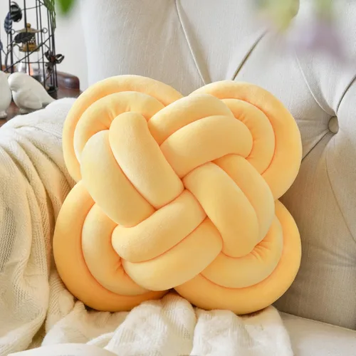 Miniatura 20 de Xuyier Bola de almohada de nudo, almohadas decorativas con tela de terciopelo para sofá cama, decoración de 12 pulgadas, cojines cuadrados anudados
