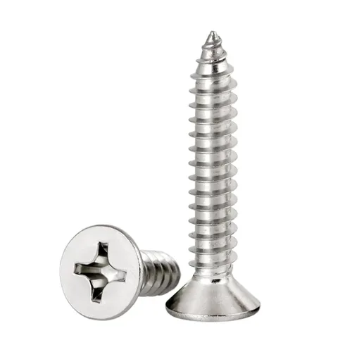 Tornillos para chapa metálica #4 x 1-1/4" de cabeza plana con ranura Phillips, tornillos para madera, acero inoxidable 304 18-8, paquete de 100