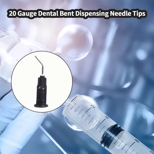 Miniatura 5 de Aguja de punta roma, 100 puntas dispensadoras dobladas negras de 0.71 oz, puntas de aguja dispensadoras de flujo, puntas de aguja desechables