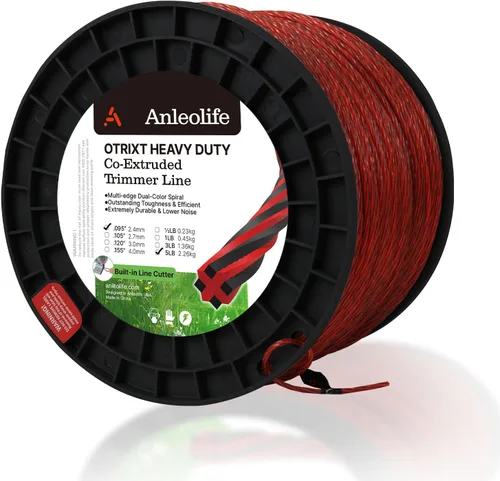 A ANLEOLIFE Bobina de Hilo Recortador de 5 Libras de Servicio Pesado Octa-Twist de .095 Pulgadas por 1536 Pies, Hilo Espiral Coextruido Multi-Borde