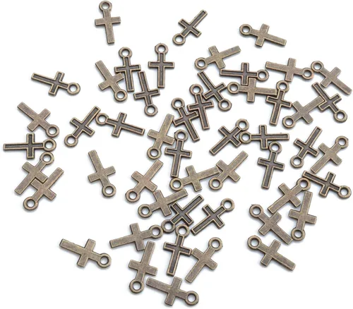 50 piezas de mini dije de cruz de metal para hacer joyas, encontrar collares, pulseras, aretes, llavero, idea de regalo de bricolaje, accesorios de