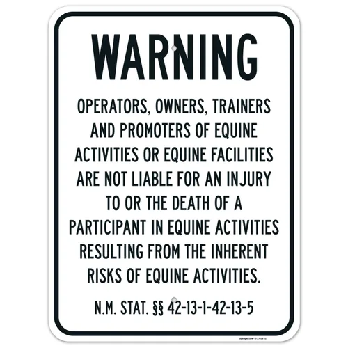 Miniatura 10 de Sigo Signs, Warning Under New Mexico Law Patrocinador de actividad equina o letrero profesional, 10 x 7 pulgadas, calcomanías de vinilo de 4 mil