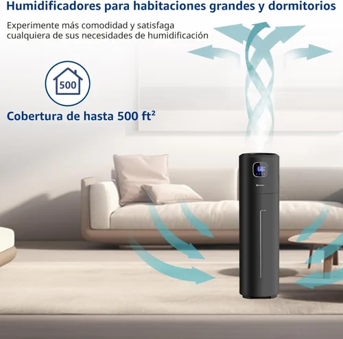 Miniatura 4 de Akeshan Humidificadores Grandes para Dormitorio, 9L/2.5Gal Ultrasónico de Niebla Fría, Relleno Superior Fácil de Limpiar con Velocidad de Niebla