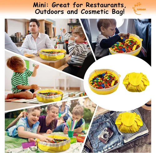 Miniatura 5 de Bolsa de almacenamiento de juguetes para tapete de juego Lego - Organizador de juguetes Duplo con cordón para niños, con bordes, puede ser un regalo