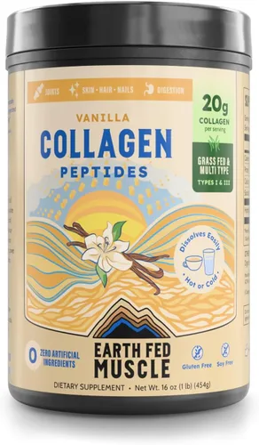 Miniatura 10 de Earth Fed Muscle Péptidos de colágeno de chocolate, certificados por terceros. 0.71 oz de proteína, chocolate, alimentado con hierba, sin OMG, sin