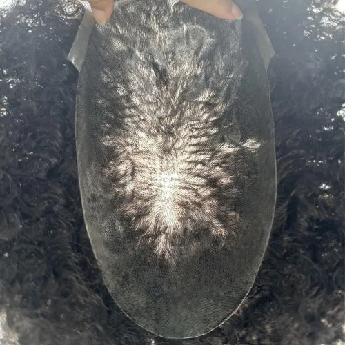 Miniatura 4 de All Poly African American Mens Toupee Unidades de cabello humano brasileño para hombres negros Afro Toupee para hombre negro inyección de PU 1#