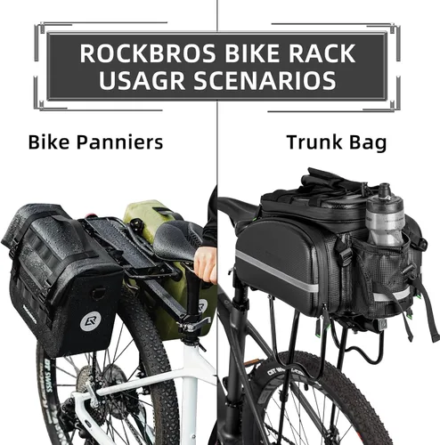 Miniatura 5 de ROCKBROS Portaequipajes trasero para bicicleta, soporte de carga para bicicleta de liberación rápida, ajustable, para parte trasera de bicicleta