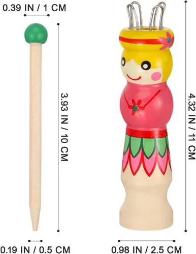Miniatura 4 de Carrete de tejer francés Herramienta de tejer de madera Hilo de madera para hacer punto de muñeca Carfts Tejedor de madera con aguja