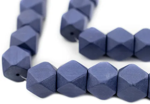 TheBeadChest - Cuentas de madera de cubo sin esquinas de color azul cobalto, 0.787 in, cuentas orgánicas naturales cortadas con diamante para la