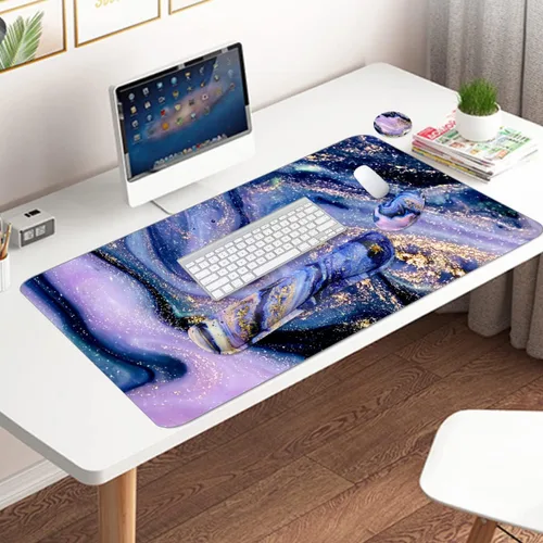 Miniatura 6 de Alfombrilla de ratón grande para juegos de 4 en 1 y reposa muñeca para teclado, almohadilla de escritorio para teclado y ratón, alfombrilla Mármol
