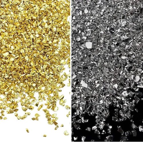 Jmassyang Brillantinas metálicas irregulares de vidrio triturado, espolvorea con purpurina gruesa, 3.53 oz, para manualidades, uñas, resina, funda