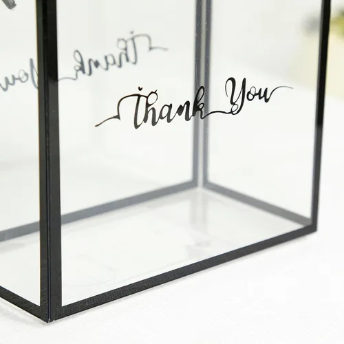 Miniatura 6 de Efavormart - Paquete de 25 cajas de regalo de PVC transparente con asas de cuerda negras e impresión de agradecimiento, cajas de regalo de dulces