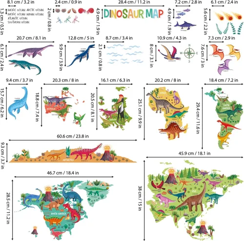 Miniatura 7 de DECOWALL SG2-2312 Dinosaurio World Wall Pegatinas Habitación Niños Guardería Dormitorio Decoración Niños Bebé Dino Sala de Juegos Viaje Guardería