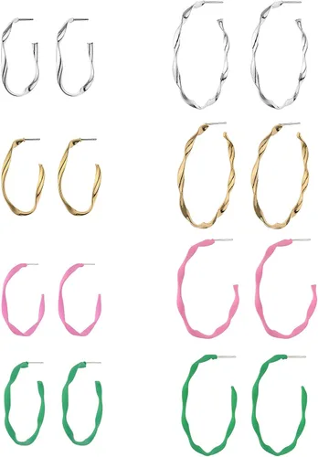 Nonsucheer 10 pares de aretes para mujer, aretes coloridos Y2K, aro de tubo pequeño y aro grueso, paquete de regalo de joyería para mujeres y niñas,