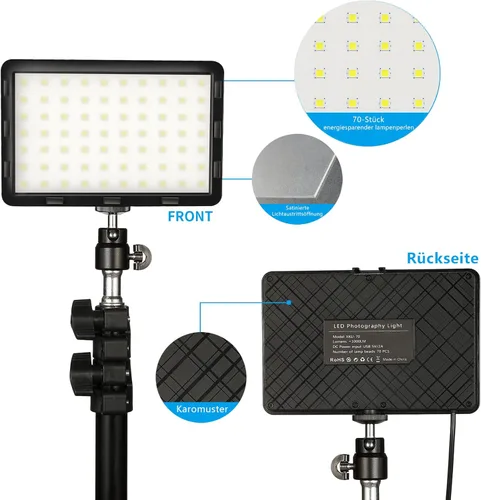 Miniatura 4 de Kit de iluminación de video fotográfico, luces LED de transmisión de estudio con 70 cuentas y filtro de color para cámara, foto, escritorio