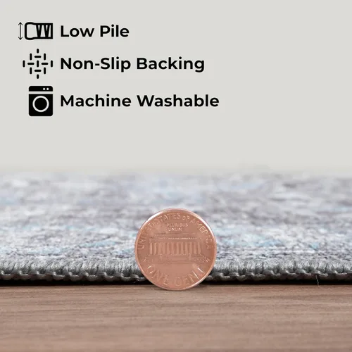 Miniatura 7 de GLN Rugs Vintage - Memphis - Alfombra lavable a máquina, oriental, antideslizante, de felpilla de pelo bajo, alfombra de entrada, pasillo, cocina