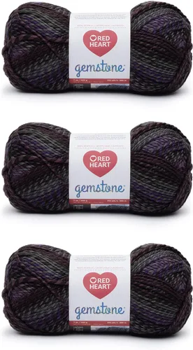 Miniatura 13 de Red Heart Hilo de citrino de piedras preciosas – Paquete de 3 unidades de 7 onzas – Acrílico – 5 voluminosos – 312 yardas – Tejido, ganchillo