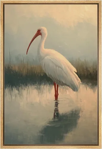 Miniatura 39 de wall26 Lienzo enmarcado para pared, acuarela, azul pastel, garza, galápagos, aves, animales, ilustraciones de naturaleza salvaje, arte moderno