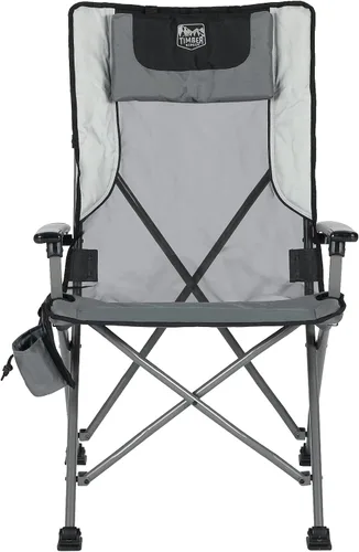 Miniatura 10 de TIMBER RIDGE Silla plegable de campamento para adultos, sillas plegables de aluminio con respaldo alto con organizador de tazas y reposacabezas