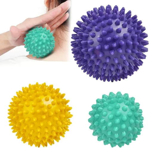 Miniatura 9 de URAQT Bola de masaje con puntas, juego de 3 rodillos duros de bolas de masaje con pinchos, bolas de masaje de terapia física profesional para 3