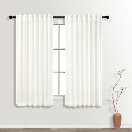 Miniatura 65 de KOUFALL Cortinas de lino azul marino de 84 pulgadas de largo, cortinas transparentes azul oscuro para sala de estar y dormitorio, medianoche