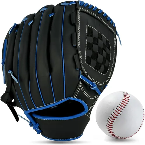 Miniatura 16 de Guante de béisbol, guante de sóftbol, guante de atrapador, cómodo guante de sóftbol y béisbol para niños, jóvenes, adultos, deportes y béisbol Negro