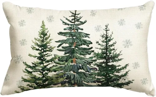 Miniatura 9 de AVOIN colorlife - Juego de fundas de cojín con diseño de árboles de Navidad y copos de nieve, 16 x 16 pulgadas, decoración festiva de invierno