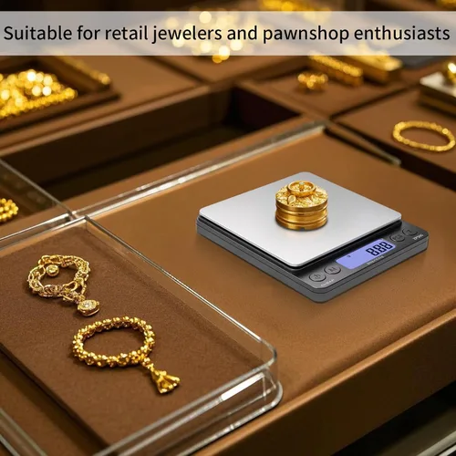 Miniatura 7 de SKEAP Báscula digital para joyeros y coleccionistas, escala digital de monedas con pantalla LCD retroiluminada, función de tara, ideal para piedras