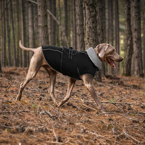Miniatura 8 de Lelepet Abrigo Cálido para Perro Chaleco de Vellón Reflectante para Perro Chaqueta Impermeable Resistente al Viento Abrigos para Clima Frío de Negro