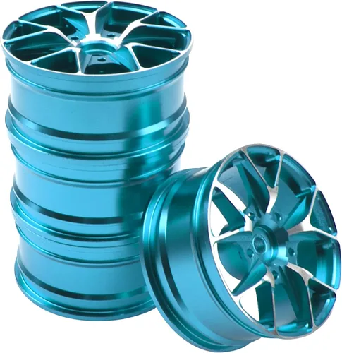 Miniatura 6 de ShareGoo - Llantas de metal RC de 0.472 pulgadas, bujes hexagonales 1/10 RC Drift On-Road Racing Touring Llanta compatible con HSP Tamiya Kyosho Azul