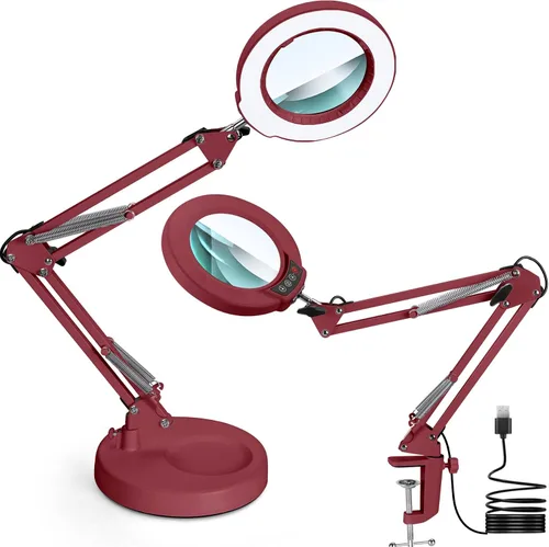 Miniatura 12 de Lupa 12X con luz, botón de actualización Krstlv 5 modos de color, regulable 2 en 1, lámpara de escritorio con luz LED 2 en 1, lupa manos libres