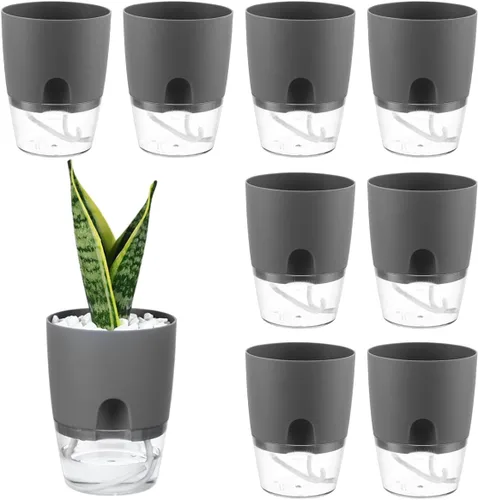Miniatura 23 de Macetas de riego automático para plantas de interior, macetas para exteriores, paquete de 3 macetas de riego automático de 6 pulgadas, macetas
