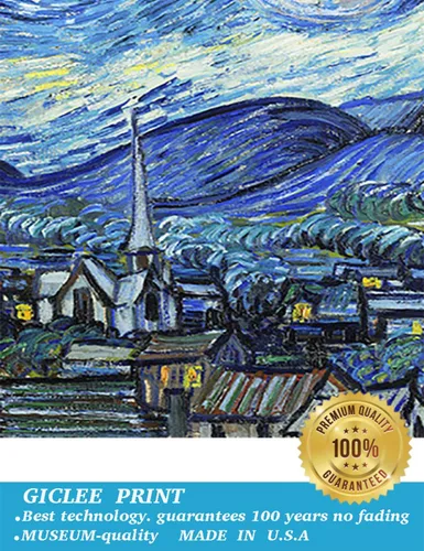 Miniatura 4 de ELITEART- Noche estrellada por Vincent Van Gogh Reproducción de pintura al óleo Giclée Wall Art Impresiones en lienzo