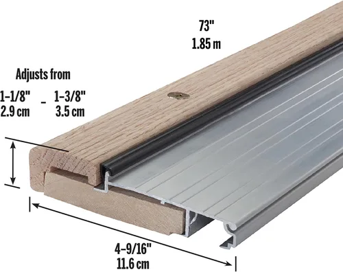 Miniatura 2 de M-D Building Products 76281 4-9/16 pulgadas x 1-1/8 pulgadas x 73 pulgadas. Umbral ajustable plateado de aluminio y madera dura