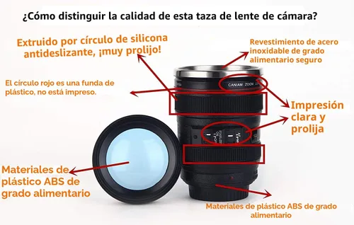 Miniatura 7 de Taza de café con diseño de lente de cámara Chasing Y, taza con forma de lente de cámara, divertidas tazas de café con lente de cámara de acero